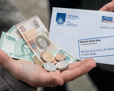 Australian banknotes and a government services letter