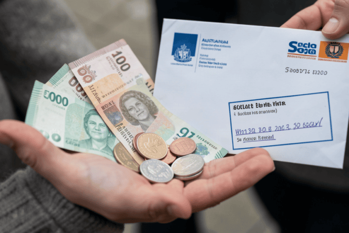 Australian banknotes and a government services letter