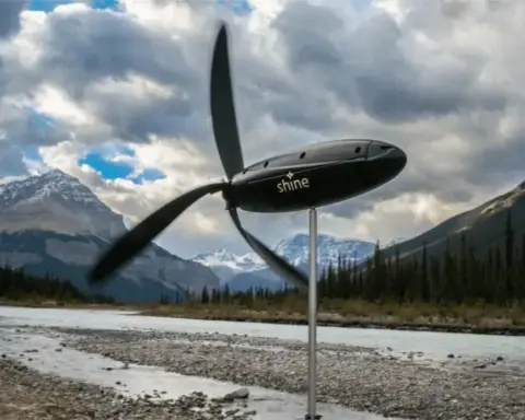 A compact wind turbine generating renewable power on rural land