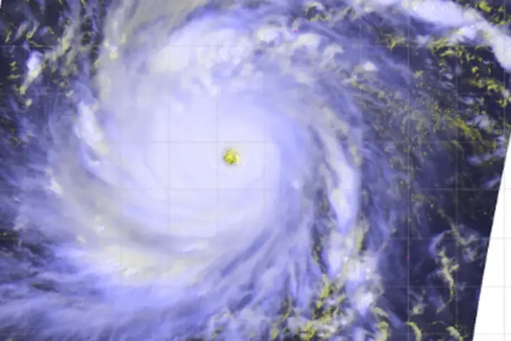 Satellite image of Super Typhoon Dolphin, a Category 5 storm in the western Pacific.