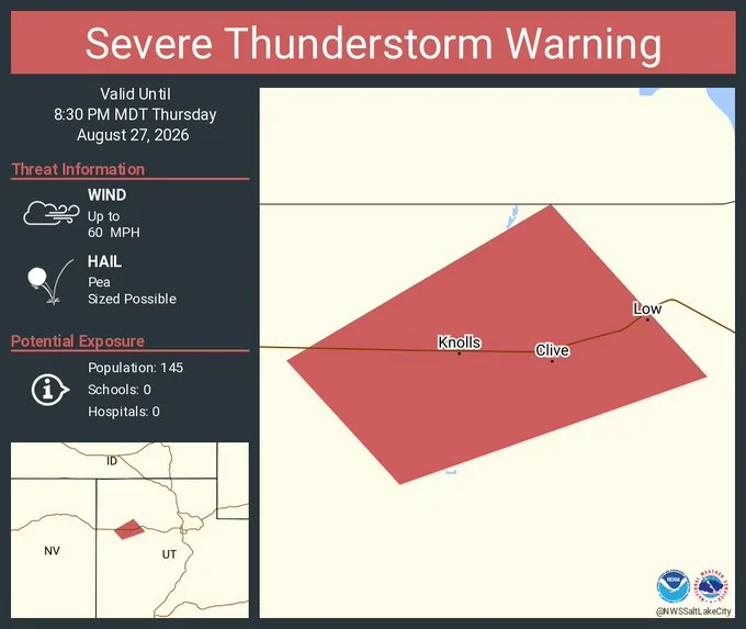 Northern Utah Faces Severe Weather Alert: 60-Mph Winds and Hail Hit Salt Lake, Davis, Weber Counties