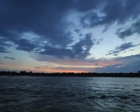 Flooded river landscape in Nepal