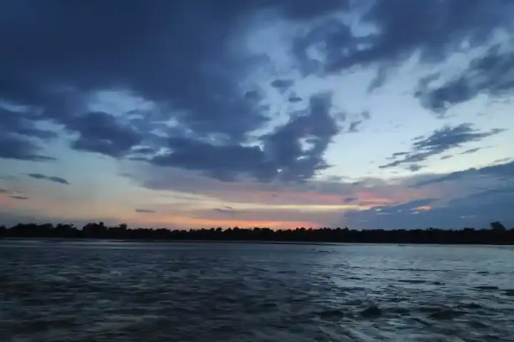 Flooded river landscape in Nepal