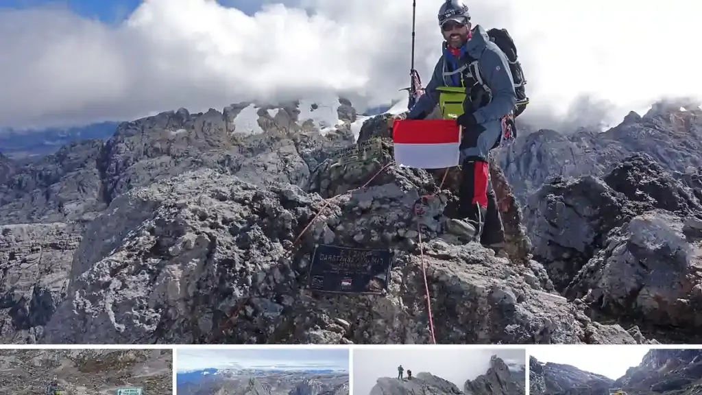Mountain landscape around Carstensz Pyramid, also known as Puncak Jaya, in Papua, Indonesia.