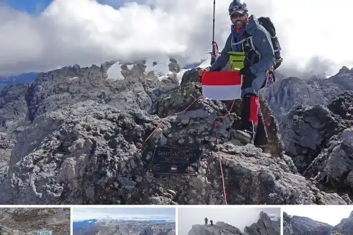 Mountain landscape around Carstensz Pyramid, also known as Puncak Jaya, in Papua, Indonesia.