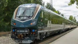 Amtrak Cascades Airo trainset at Salem station in Oregon.
