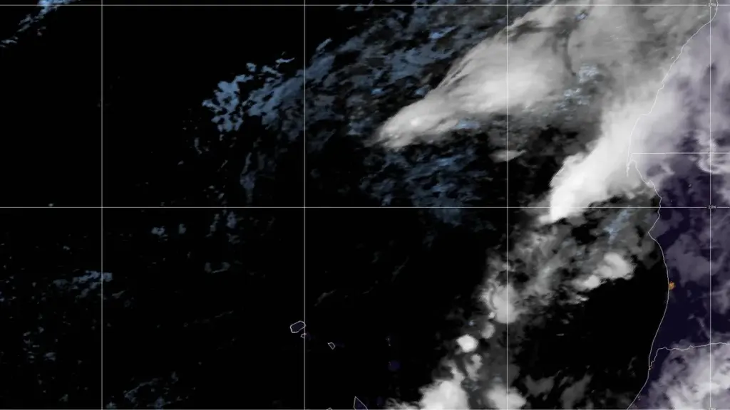 Satellite view of Tropical Storm Gonzalo over the Atlantic Ocean.