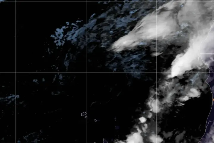 Satellite view of Tropical Storm Gonzalo over the Atlantic Ocean.