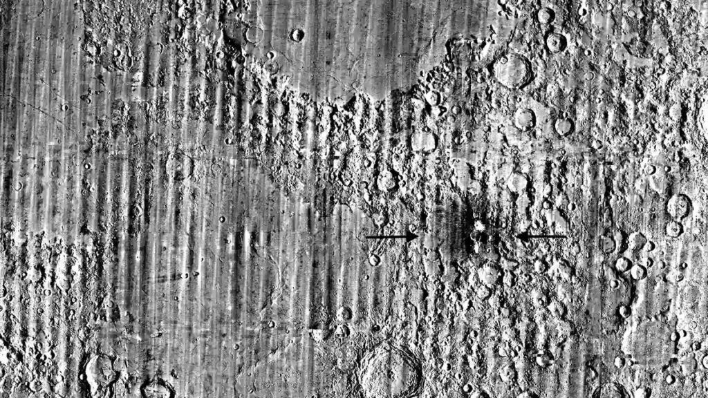Lunar Reconnaissance Orbiter image showing the newly formed McGetchin crater on the Moon