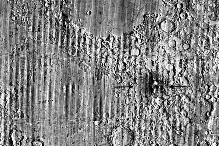Lunar Reconnaissance Orbiter image showing the newly formed McGetchin crater on the Moon