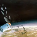 A conceptual illustration of an anti-satellite weapon, the technology now confirmed by the US as deployed in orbit.