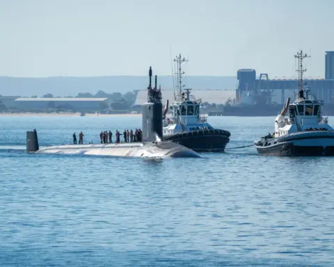 Virginia-class submarine arriving at HMAS Stirling in Western Australia