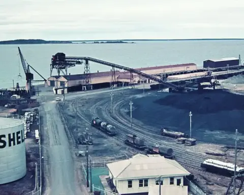 Coal stockpiles and export infrastructure at the Port of Gladstone in Queensland, Australia