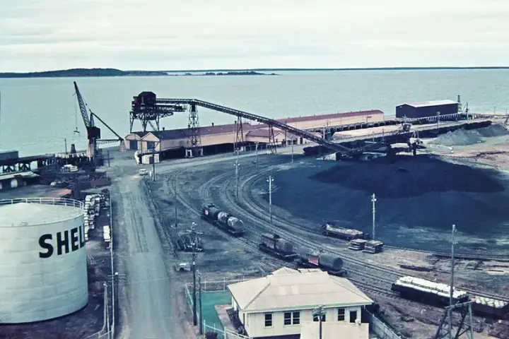 Coal stockpiles and export infrastructure at the Port of Gladstone in Queensland, Australia