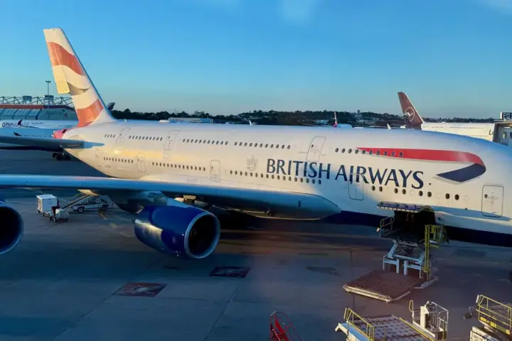 Airbus A380-800 aircraft operated by British Airways, one of the largest passenger aircraft in commercial service.