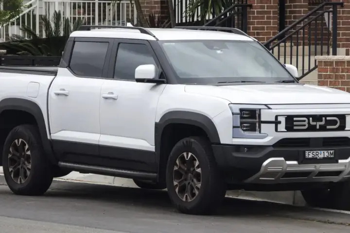 BYD Shark 6 plug-in hybrid pickup truck photographed outdoors