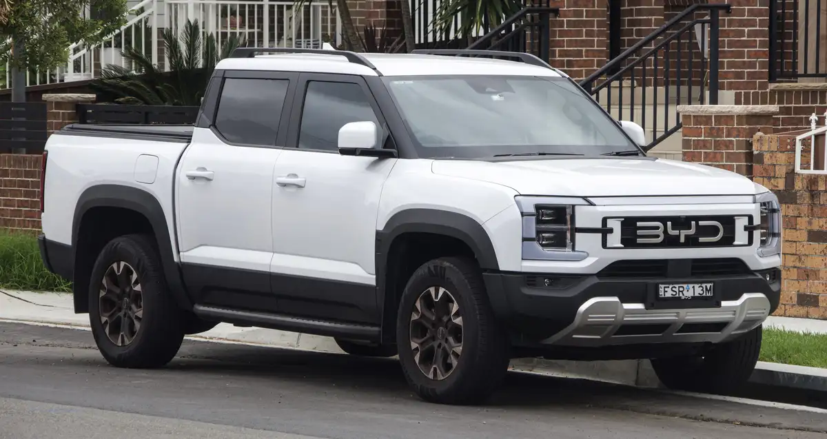 BYD Shark 6 plug-in hybrid pickup truck photographed outdoors