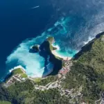 The steep coastal limestone cliffs and turquoise waters of Kelingking Beach on Nusa Penida, Bali, where Queensland ecologist Brianna Cronin fell to her death.