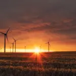 Electricity generation and transmission infrastructure representing different energy sources