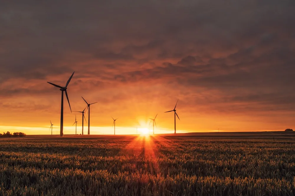 Electricity generation and transmission infrastructure representing different energy sources