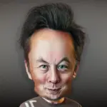 A caricature of Elon Musk, the tech billionaire whose AI ventures and model testing policies face scrutiny.