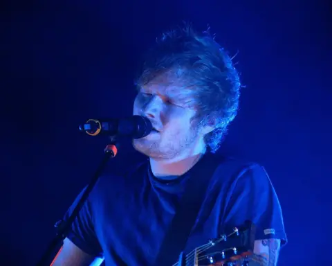 Ed Sheeran performing live on stage