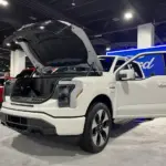 Ford F-150 Lightning electric pickup truck, the model recalled over fuel-tank fire risk affecting over 223,000 vehicles.