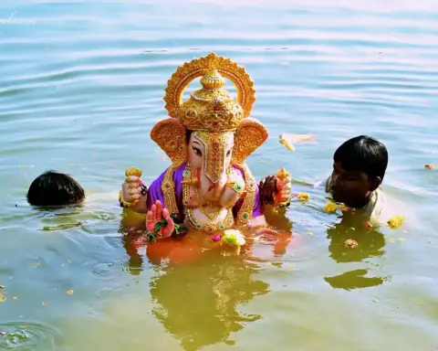 Clay Ganesh idol prepared for Visarjan in India
