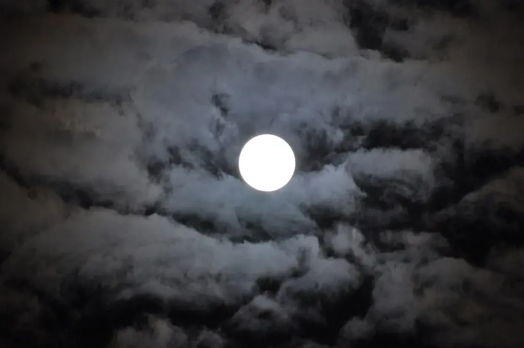 Harvest Moon rising in the night sky