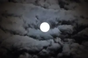 Harvest Moon rising in the night sky