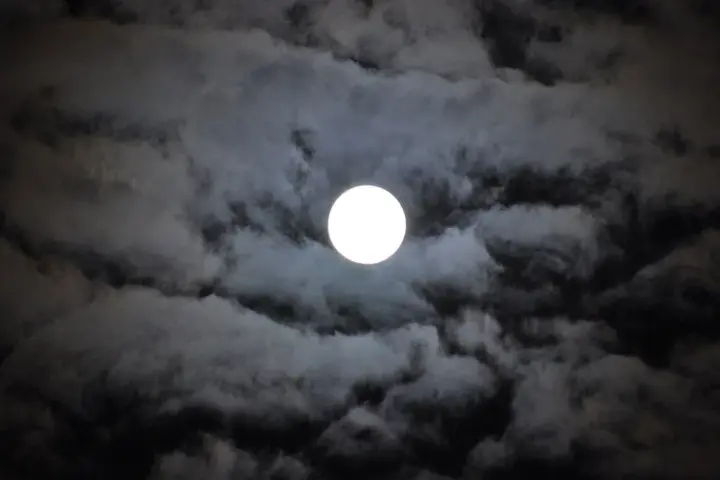 Harvest Moon rising in the night sky