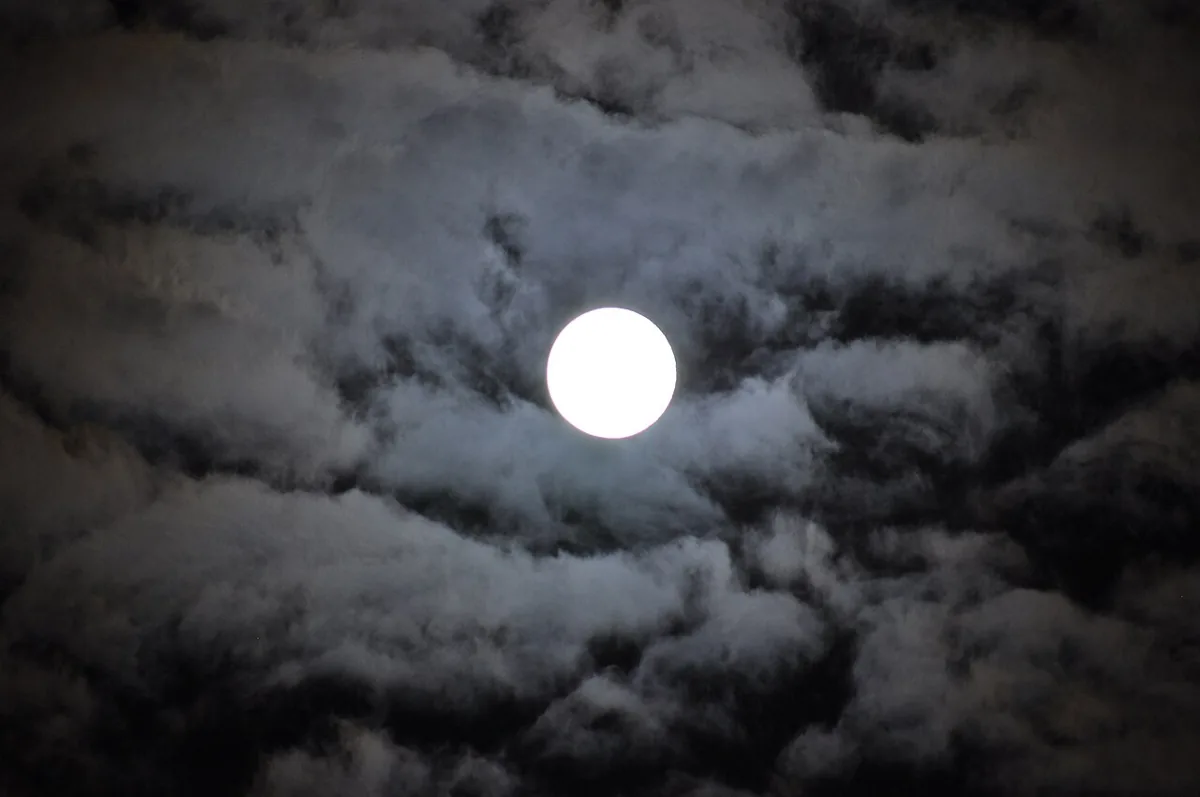 Harvest Moon rising in the night sky
