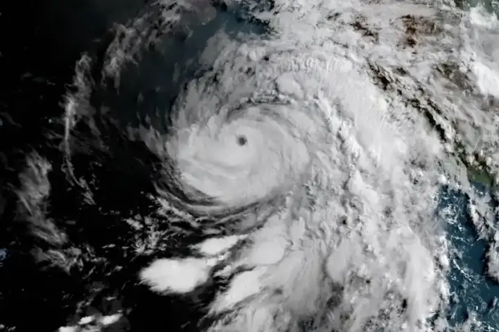 Satellite view of cloud bands over the ocean, used to illustrate Bay of Bengal weather systems