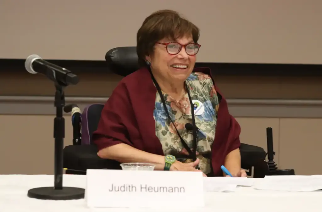 Portrait photograph of Judith Heumann, the disability rights activist whose life story inspired the Being Heumann biopic.