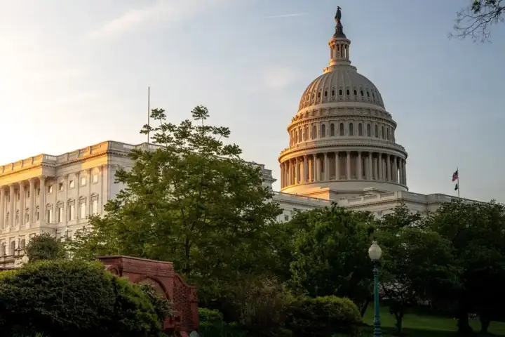 Exterior view of the United States Capitol Building in Washington DC