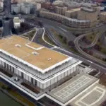 Aerial photograph of the Kennedy Center complex beside the Potomac River in Washington D.C.
