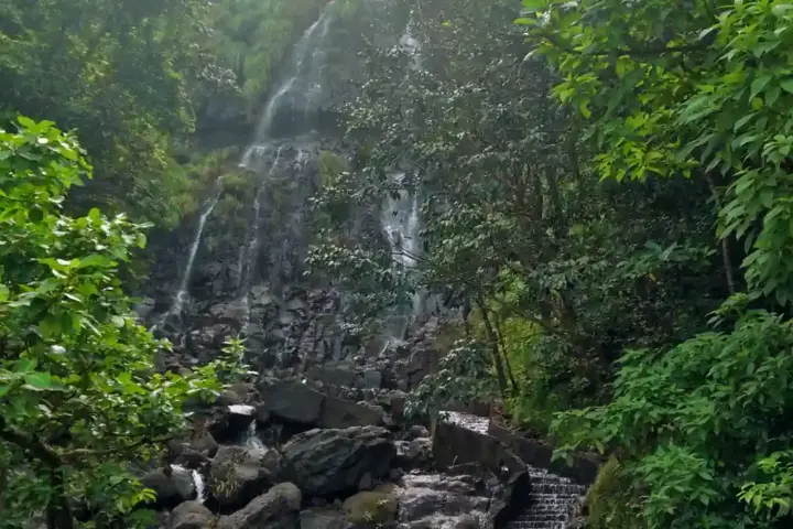Amboli waterfall cascading down rocky terrain in Maharashtra's Sindhudurg district