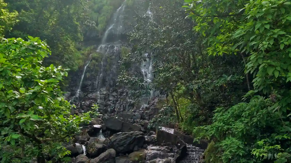 Amboli waterfall cascading down rocky terrain in Maharashtra's Sindhudurg district