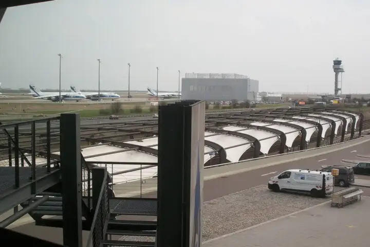 Leipzig/Halle Airport terminal, railway station and airfield in Germany