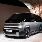 Kia PV5 electric commercial vehicle display from Kia's Transcend Journey exhibition.