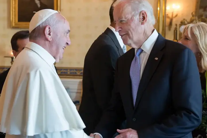 Pope Francis and President Joe Biden meeting at the White House in Washington DC representing papal visit and Vatican-US relations
