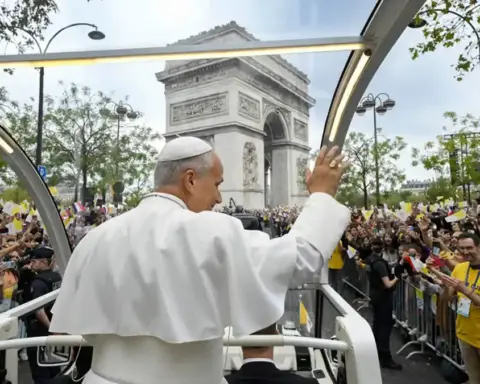 Pope Leo XIV visiting Lourdes shrine