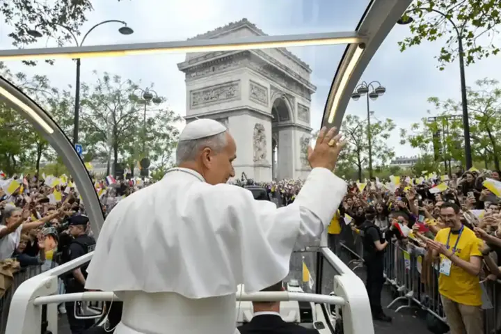 Pope Leo XIV visiting Lourdes shrine