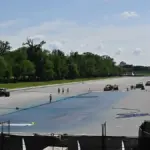 Blue-painted Lincoln Memorial Reflecting Pool in Washington, D.C., April 2026