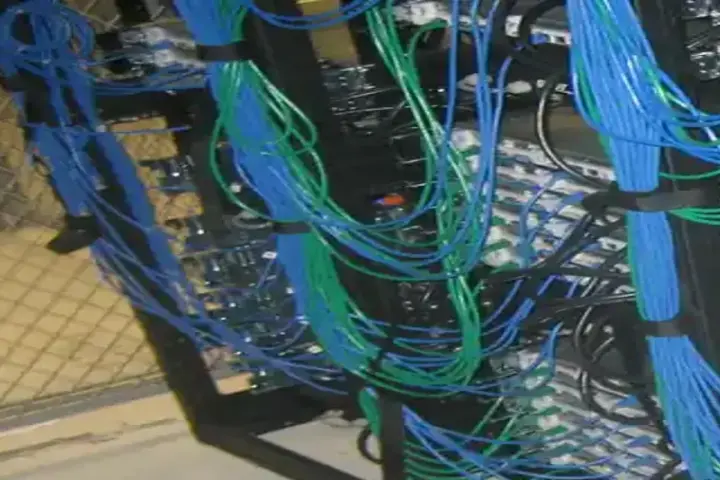 Network cabling and server equipment inside a computing facility