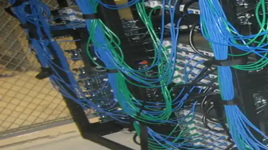 Network cabling and server equipment inside a computing facility