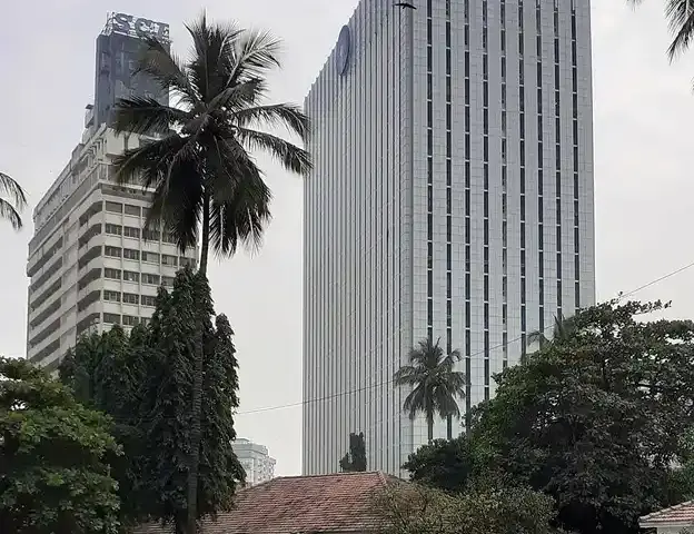 State Bank of India Corporate Centre building in Mumbai with SBI emblem