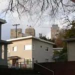 Row houses and residential neighborhood buildings in Seattle, Washington.