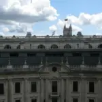 Exterior facade of 100 Parliament Street in Westminster, home to HM Revenue and Customs executive offices.