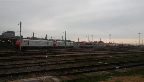 Locomotives at Belfort railway station near Alstom's plant